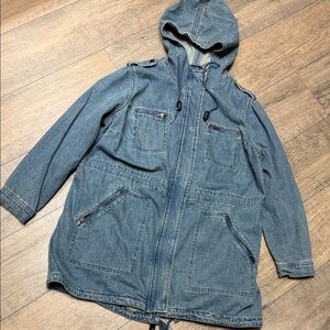 Vintage Midi Blue Jean Utility Jacket